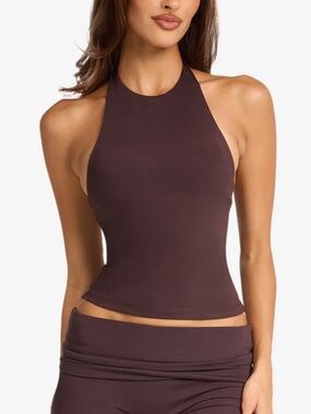 Crop Shop Boutique Brown Halter Crop Top